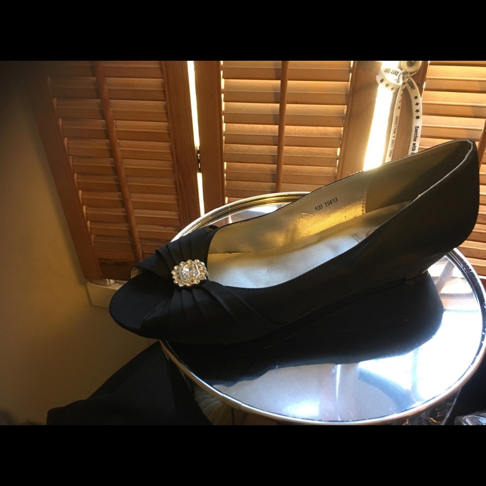 Black Satin Shoes - NWOT